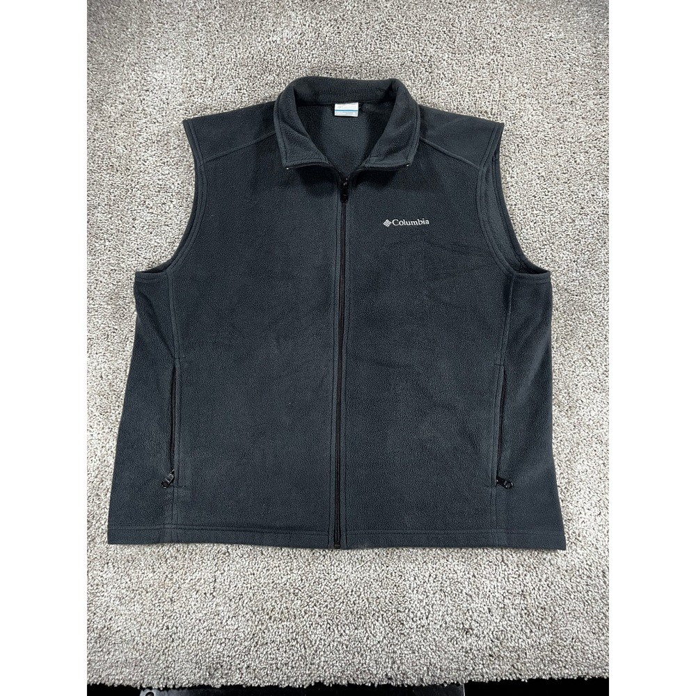 Columbia Mens Fleece Vest Charcoal Gray Full Zip Sleeveless Jacket XL RN69724 - Picture 1 of 6